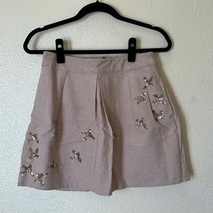 Free People | Beige Skirt with Sequin Birds